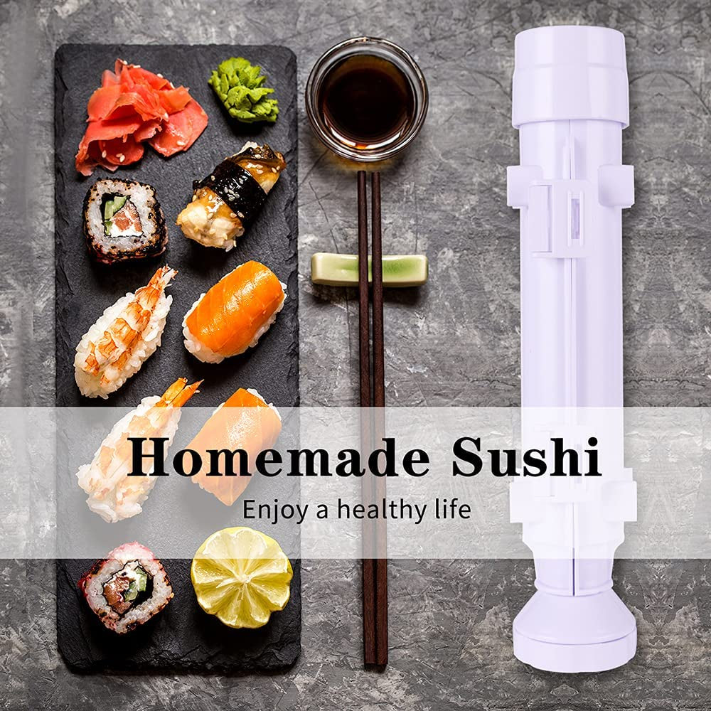Professional Super Space Sushi Bazooka, Upgrade Sushi Roller Mold Food Grade Plastic, Rice Vegetable Meat Diy Sushi Making Kit Machinekitchen Utensils White (White)