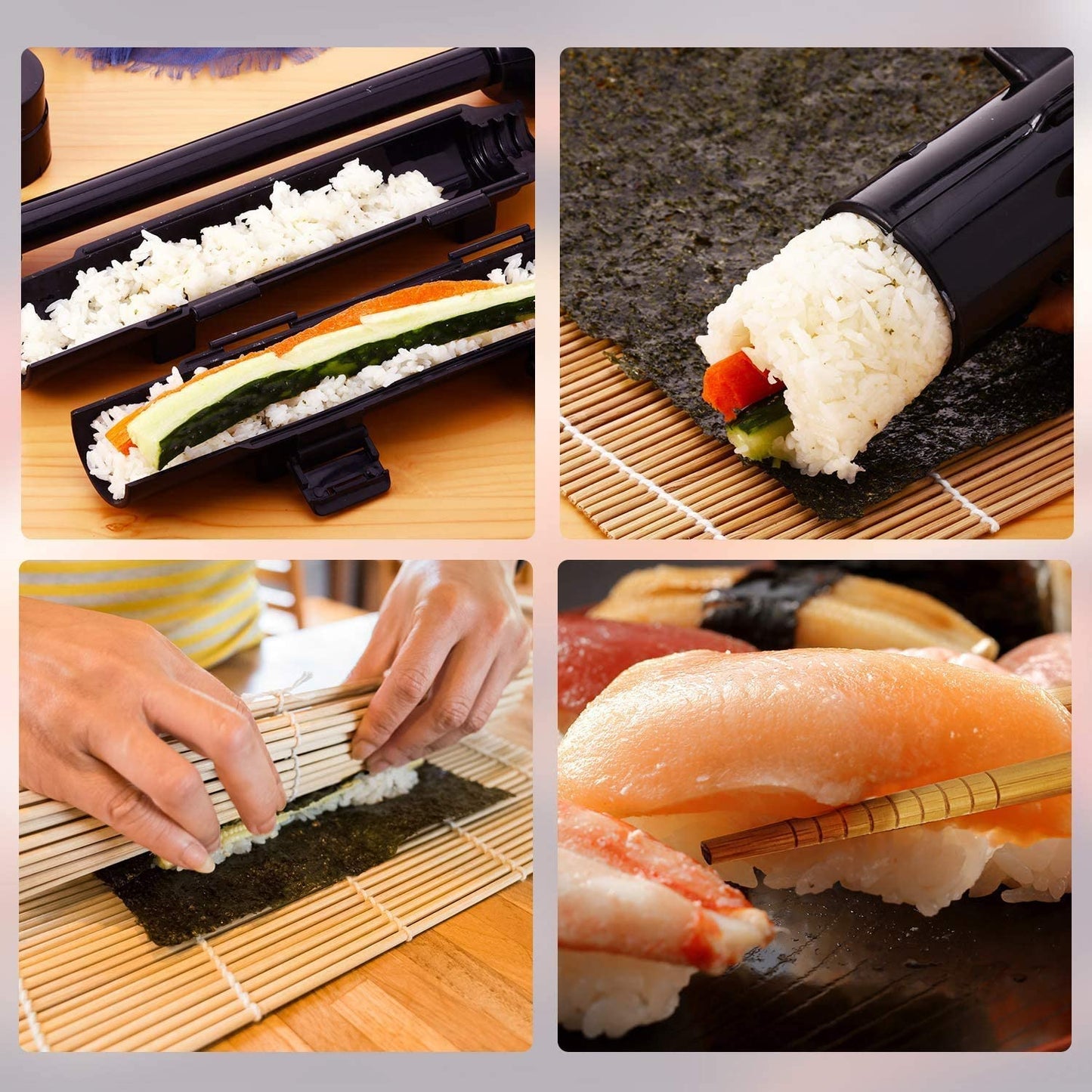 Professional Super Space Sushi Bazooka, Upgrade Sushi Roller Mold Food Grade Plastic, Rice Vegetable Meat Diy Sushi Making Kit Machinekitchen Utensils White (White)